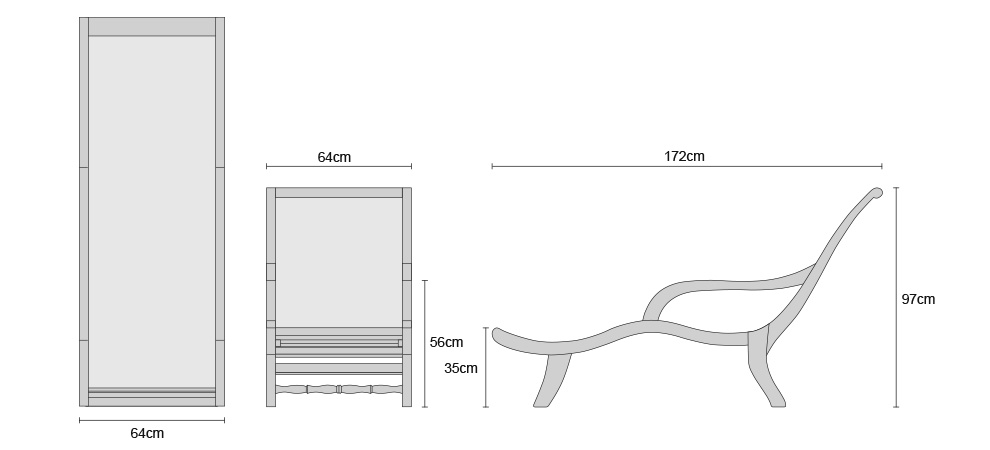 Riviera Rattan and Teak Sun Lounger Dimensions